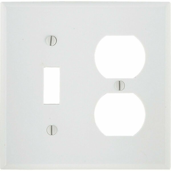 Leviton 2-Gang Plastic Single Toggle/Duplex Outlet Wall Plate, White 001-88005